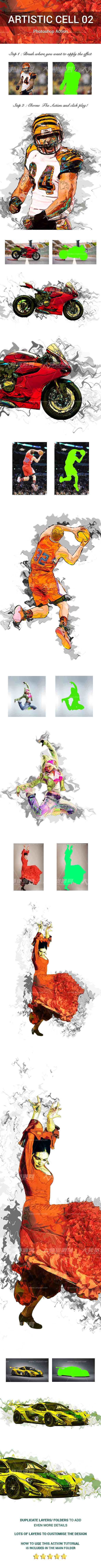 Artistic Cell 2 Photoshop Action,PS动作－抽象线条